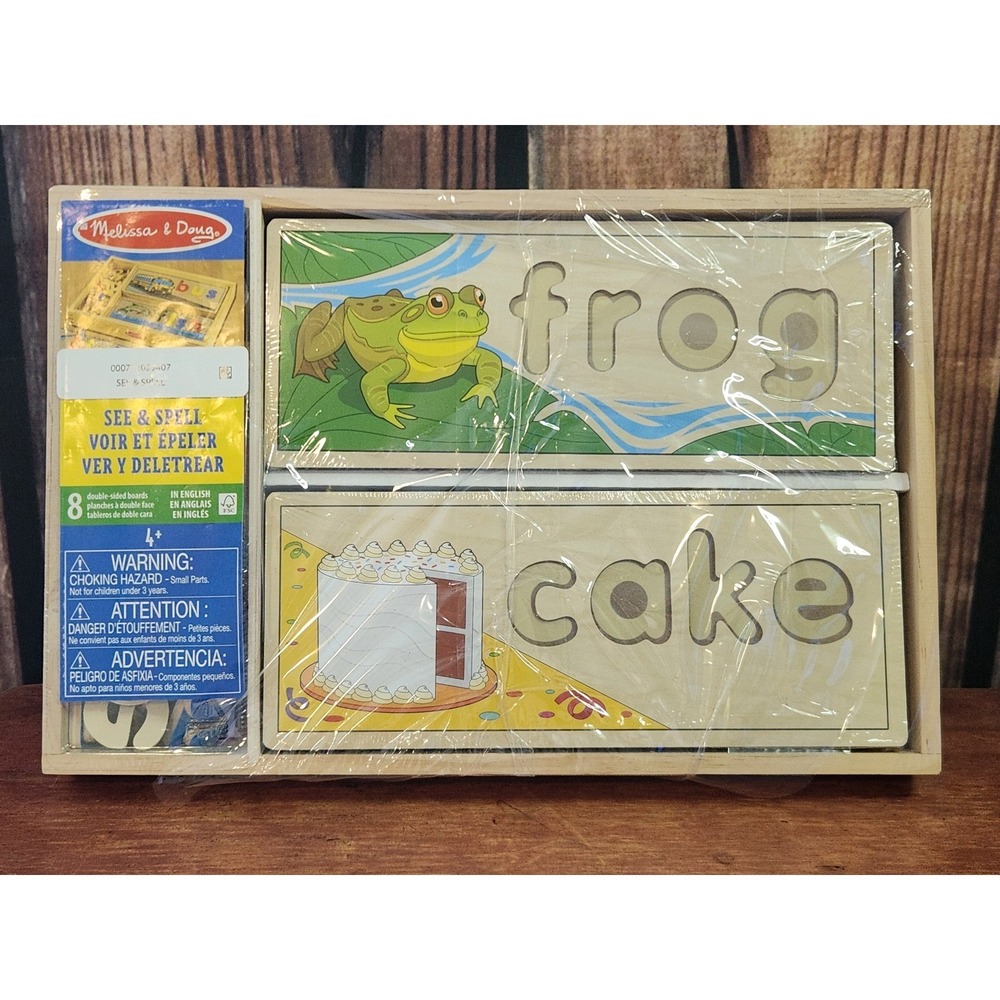 Melissa & Doug See & Spell Wooden Educational Toy 8 Double Sided Boards
